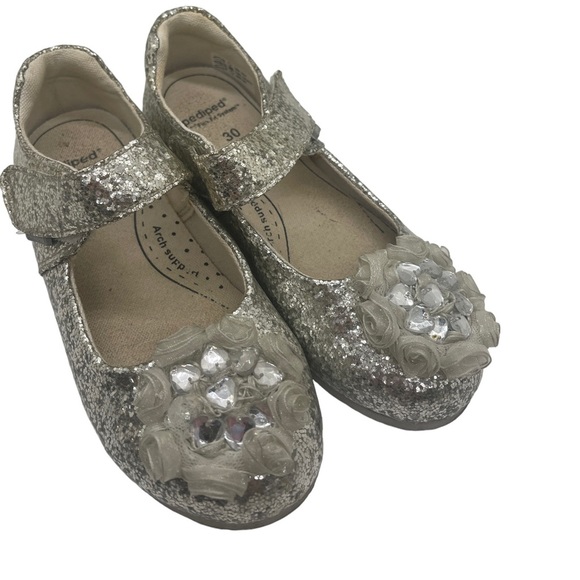 Pediped slip on glitter & flower maryjane shoes w/adjustable strap size 30 - Picture 3 of 5